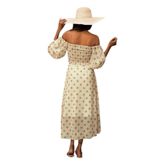 Mia Joy Joyfolie Rehanne Floral Dot Cream Skirt Set Smocked Top Midi Skirt M - Picture 5 of 11